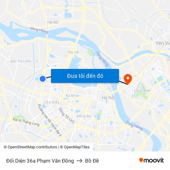 Đối Diện 36a Phạm Văn Đồng to Bồ Đề map