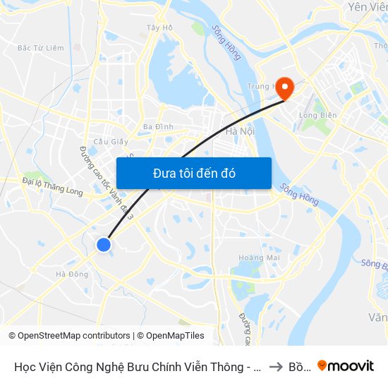 Học Viện Công Nghệ Bưu Chính Viễn Thông - Trần Phú (Hà Đông) to Bồ Đề map