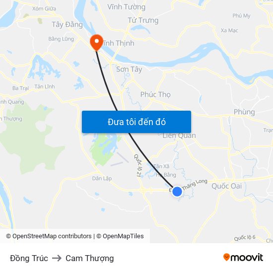 Đồng Trúc to Cam Thượng map