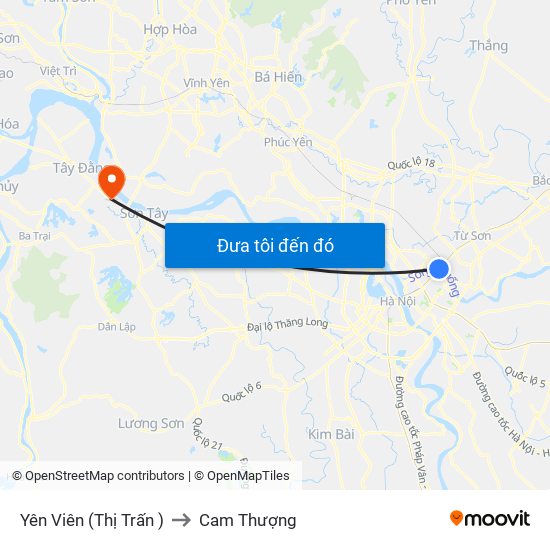 Yên Viên (Thị Trấn ) to Cam Thượng map