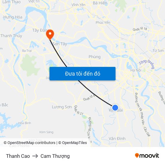 Thanh Cao to Cam Thượng map