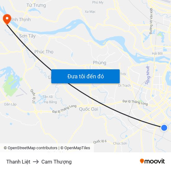 Thanh Liệt to Cam Thượng map