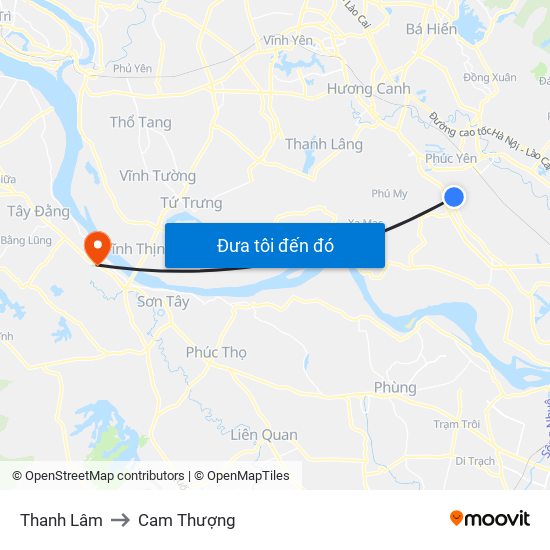 Thanh Lâm to Cam Thượng map