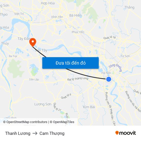 Thanh Lương to Cam Thượng map
