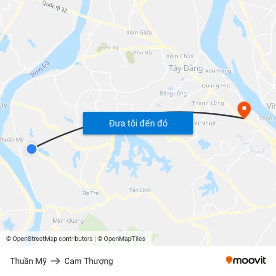 Thuần Mỹ to Cam Thượng map