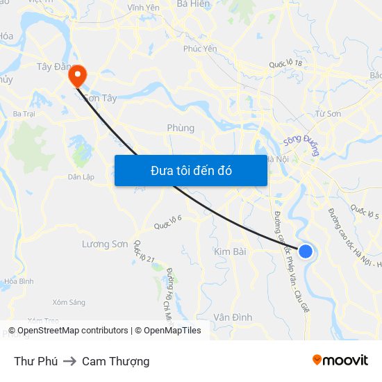 Thư Phú to Cam Thượng map