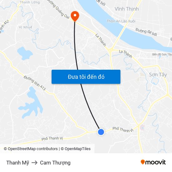 Thanh Mỹ to Cam Thượng map