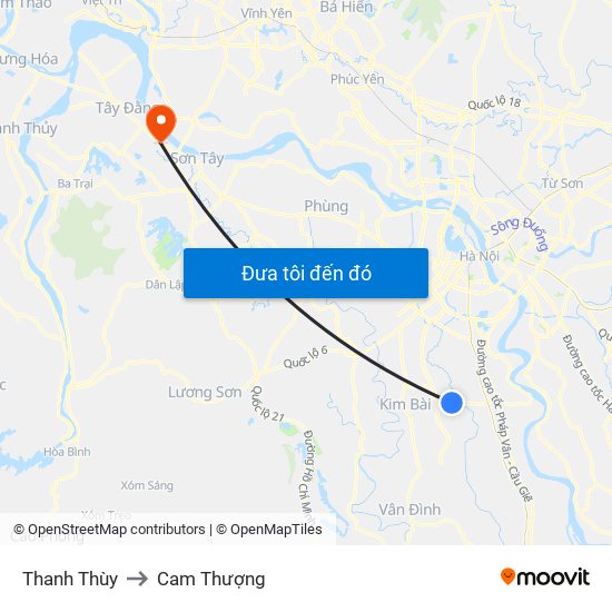 Thanh Thùy to Cam Thượng map