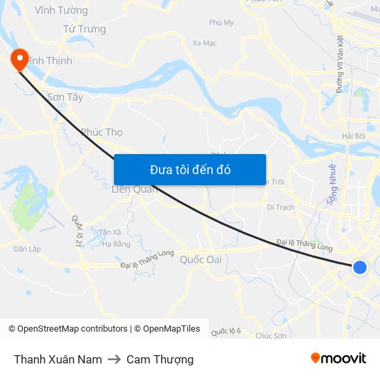 Thanh Xuân Nam to Cam Thượng map