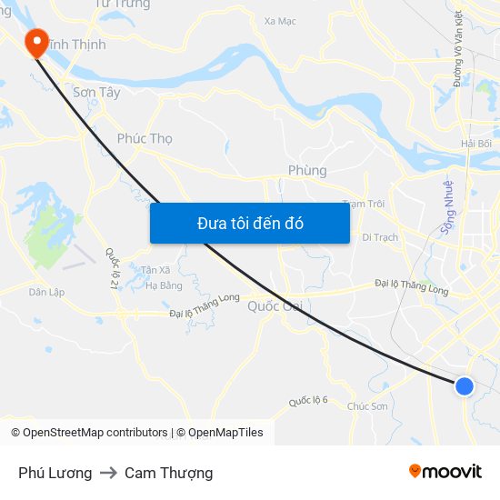 Phú Lương to Cam Thượng map