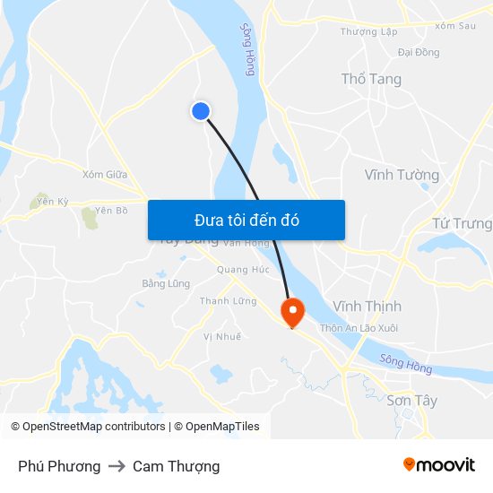 Phú Phương to Cam Thượng map