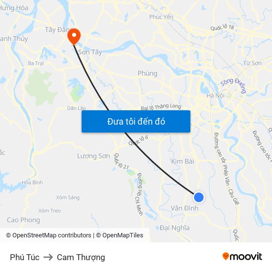 Phú Túc to Cam Thượng map