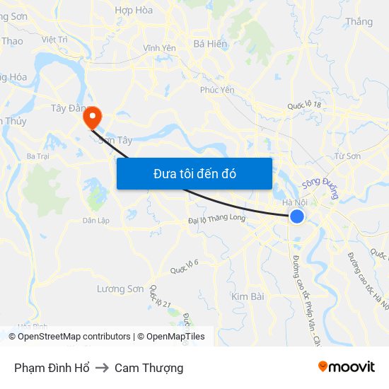 Phạm Đình Hổ to Cam Thượng map