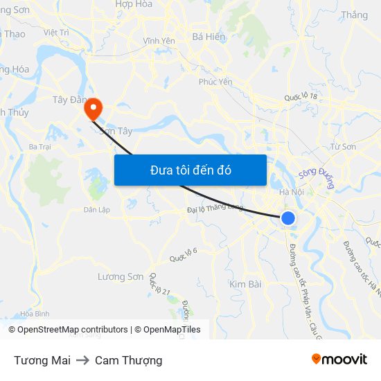 Tương Mai to Cam Thượng map