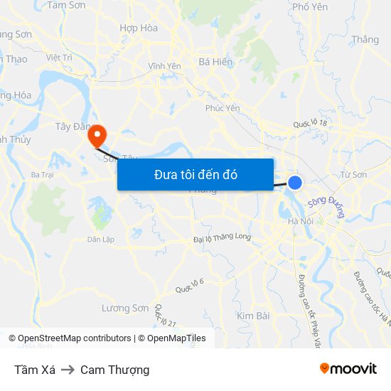 Tầm Xá to Cam Thượng map