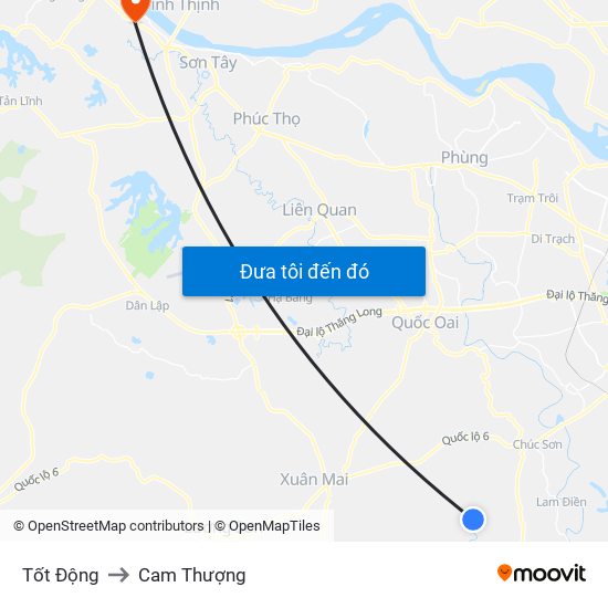 Tốt Động to Cam Thượng map