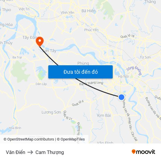 Văn Điển to Cam Thượng map