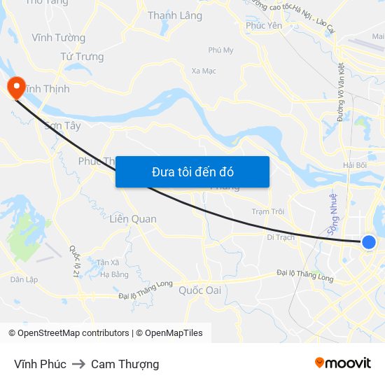 Vĩnh Phúc to Cam Thượng map