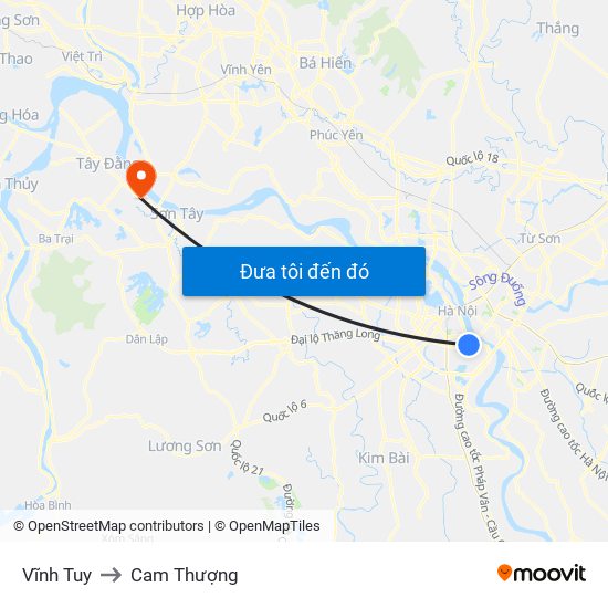 Vĩnh Tuy to Cam Thượng map