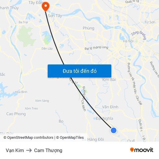 Vạn Kim to Cam Thượng map