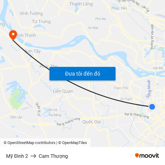 Mỹ Đình 2 to Cam Thượng map