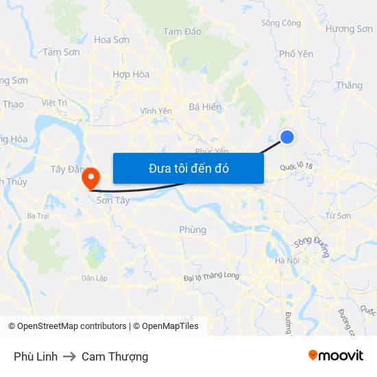 Phù Linh to Cam Thượng map