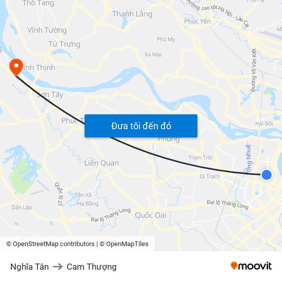 Nghĩa Tân to Cam Thượng map