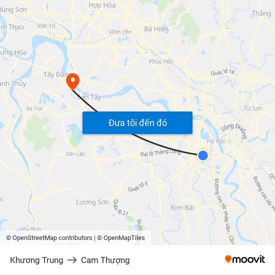 Khương Trung to Cam Thượng map