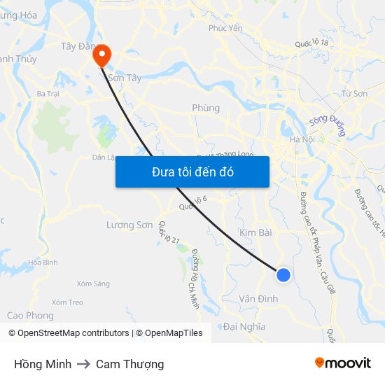 Hồng Minh to Cam Thượng map