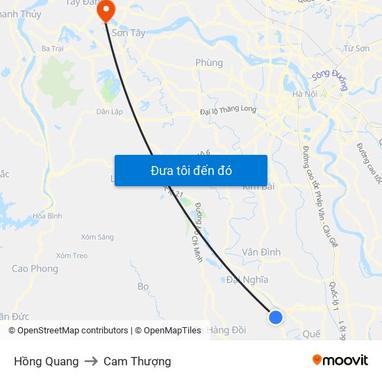 Hồng Quang to Cam Thượng map