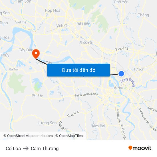 Cổ Loa to Cam Thượng map