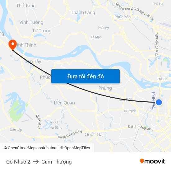 Cổ Nhuế 2 to Cam Thượng map