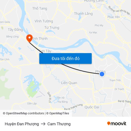 Huyện Đan Phượng to Cam Thượng map