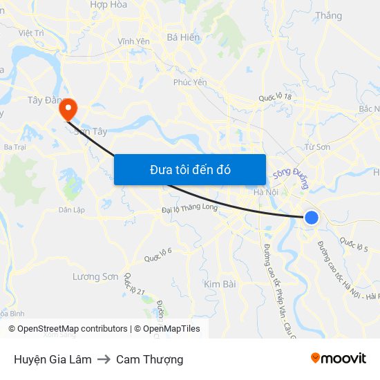 Huyện Gia Lâm to Cam Thượng map