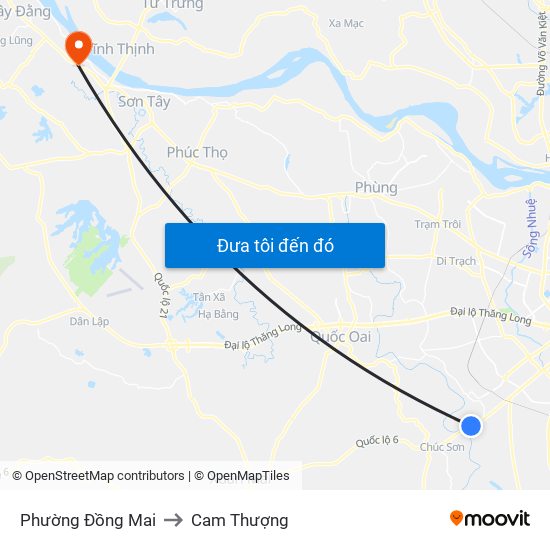 Phường Đồng Mai to Cam Thượng map