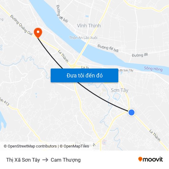Thị Xã Sơn Tây to Cam Thượng map