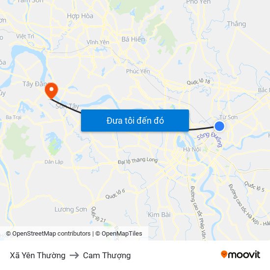 Xã Yên Thường to Cam Thượng map