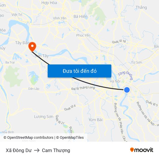 Xã Đông Dư to Cam Thượng map