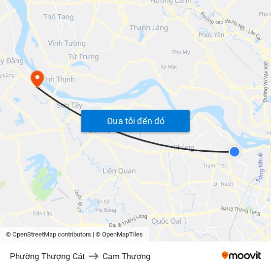 Phường Thượng Cát to Cam Thượng map