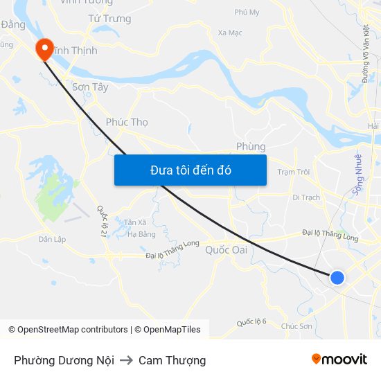 Phường Dương Nội to Cam Thượng map