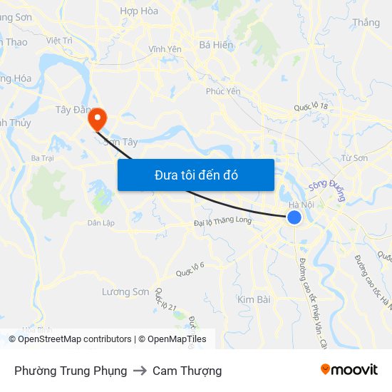 Phường Trung Phụng to Cam Thượng map