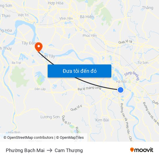 Phường Bạch Mai to Cam Thượng map
