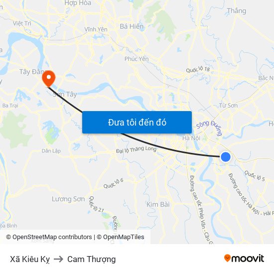 Xã Kiêu Kỵ to Cam Thượng map