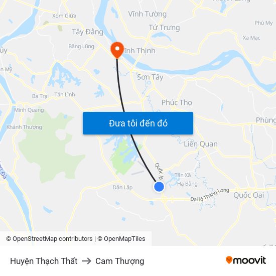 Huyện Thạch Thất to Cam Thượng map