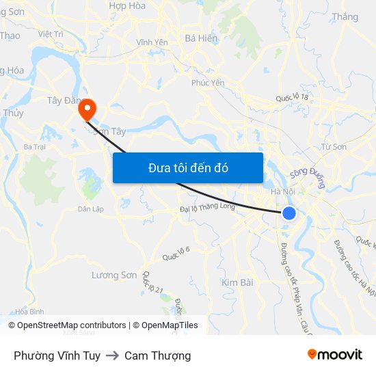 Phường Vĩnh Tuy to Cam Thượng map