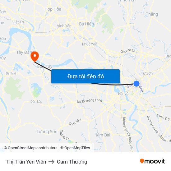 Thị Trấn Yên Viên to Cam Thượng map