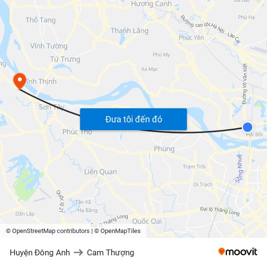 Huyện Đông Anh to Cam Thượng map