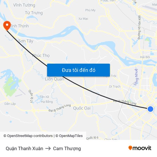 Quận Thanh Xuân to Cam Thượng map