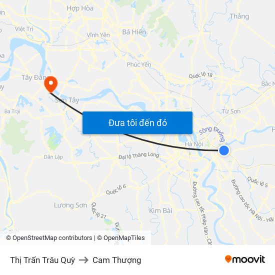 Thị Trấn Trâu Quỳ to Cam Thượng map