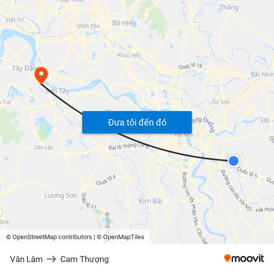 Văn Lâm to Cam Thượng map